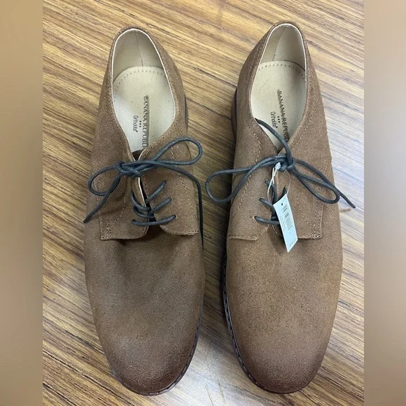 Banana Republic Espresso Suede Business Casual Derby Oxford Style Leather Shoes